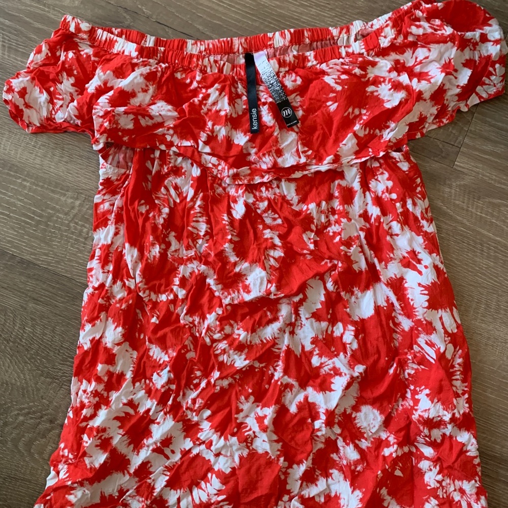 Tie dye red off the shoulder blouse